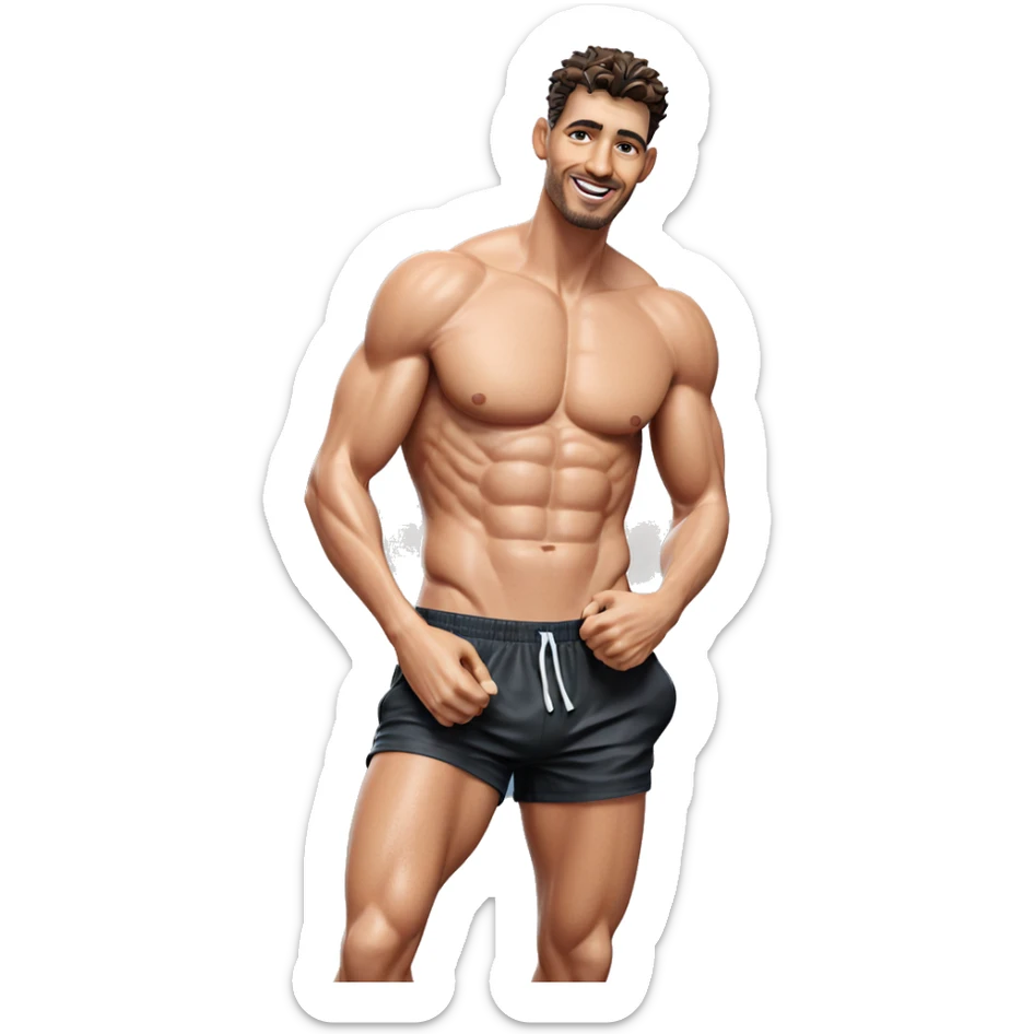 beach day with muscular guy sticker