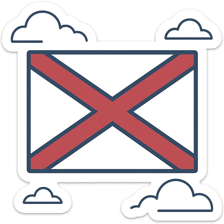 flag of the cross of Saint Andrew, white background with red saltire cross, flat style, no text sticker