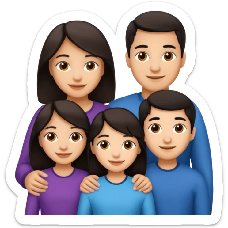 Light skin dark hair, Hispanic family of 6 mom, dad, two 20 yr old daughters, 20 year old son, and 10 year old daughter sticker