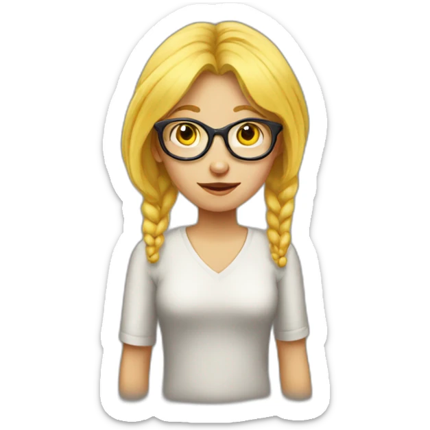 A bad young woman with glasses and yellow hair teaches children history sticker