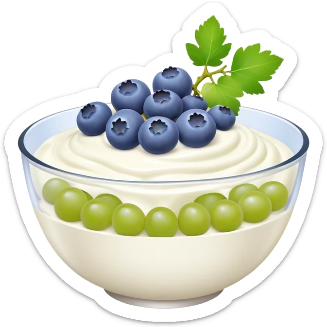 Yogurt bowl with blueberries and green grapes sticker