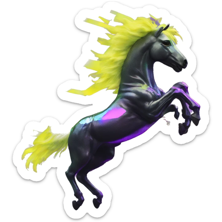 .Zombie_ Vaporwave black holographic oilslick zombie unicorn yellow caution tape graffiti Pegasus sticker
