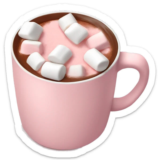 Light Pink mug of hot chocolate with marshmallows  sticker