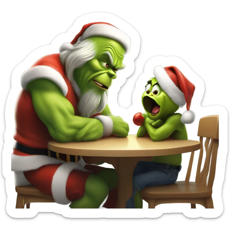 Santa eating the Grinch sticker