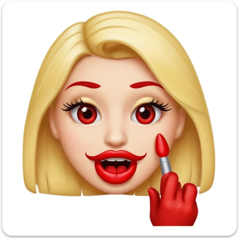 je veux un emogies avec des faux cils des belle levre avec du rouge a levre qui se mordille son ongle nail art  sticker