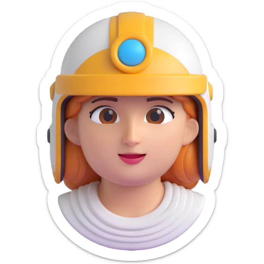 3D emoji face of Athena, close-up, marble statue style, helmet and face both in marble, serene and wise sticker