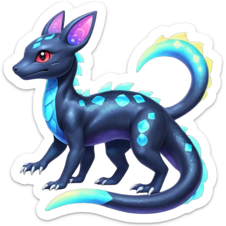 Nebulae Shiny Salandit-Umbreon-Fakémon-hybrid-creature (full body)  sticker