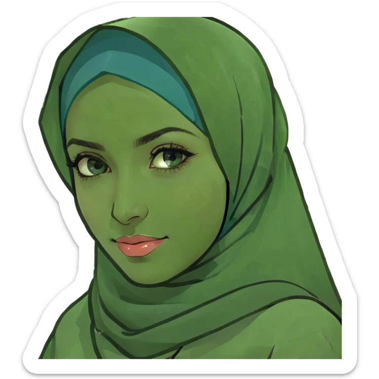 Turkish beautiful finish Konya girl blue eyes with hijab and cultured dress sticker