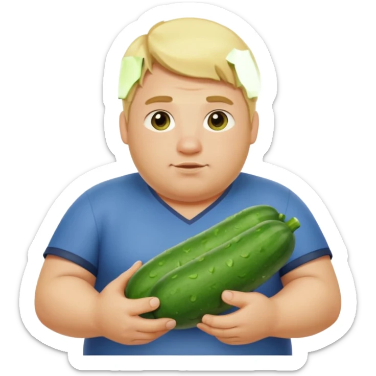 make a cucumber gamer, blonde and fat, male. show cucumbers sticker
