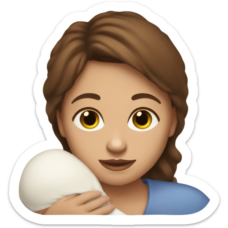 woman with hazel eyes and brown hair holding newborn baby boy sticker