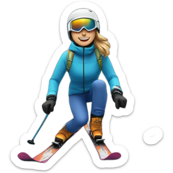 Skiing sticker