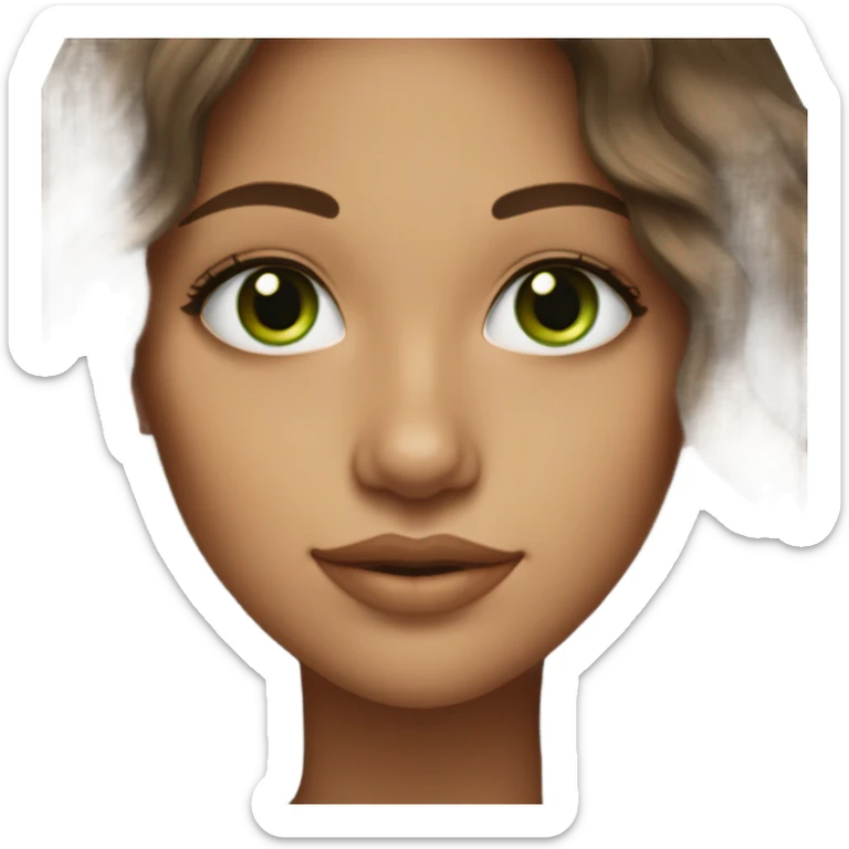 Beautiful girl,brown hair,wavy hair，long hair,green eyes,latina sticker