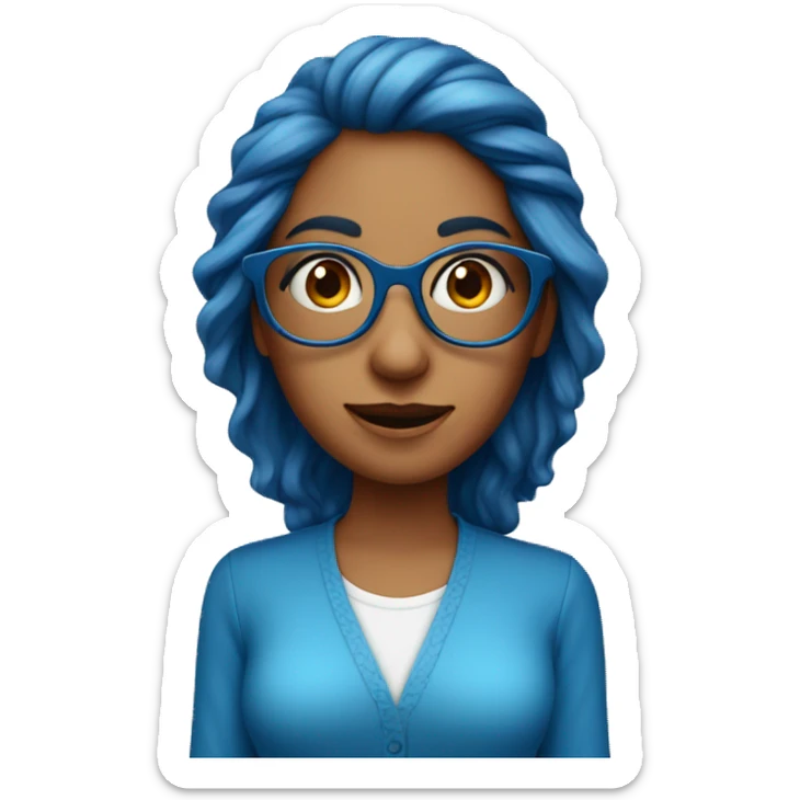Mujer pelo rojo con lentes y blusa azul muy feliz sticker
