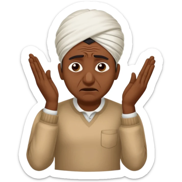 A caricature-style sticker of an Indian man facepalming with frustration but still looking humorous. Add text: ‘Seriously??’ sticker