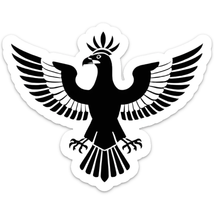 Minimalist black and white emblem emoji, inspired by the Faravahar symbol. Bio instagram  sticker