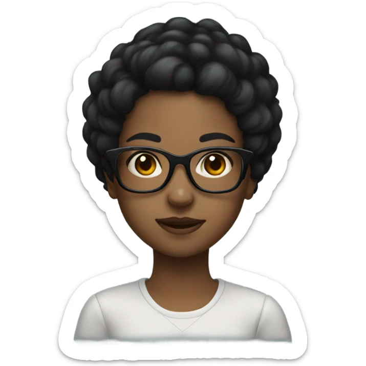 Black hair girl with black glasses  sticker