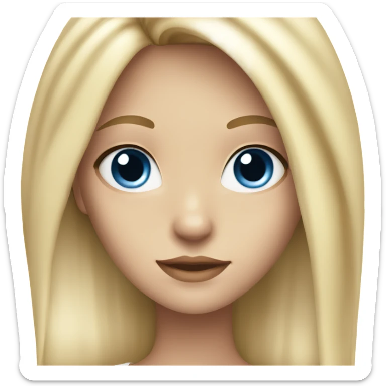 Girl with long blonde hair lowlights and blue eyes with a white crop top on sticker