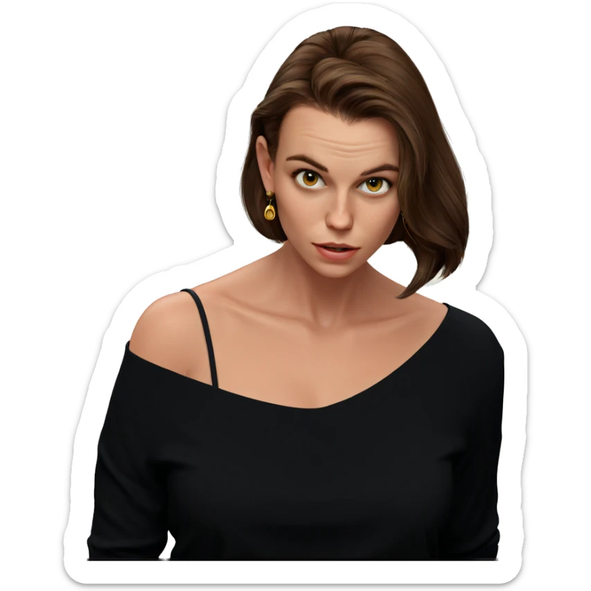 brown haired girl with earrings sticker