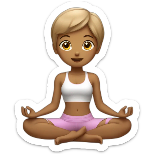 yoga girl, lotus position, ligth brown skin, short haircut sticker