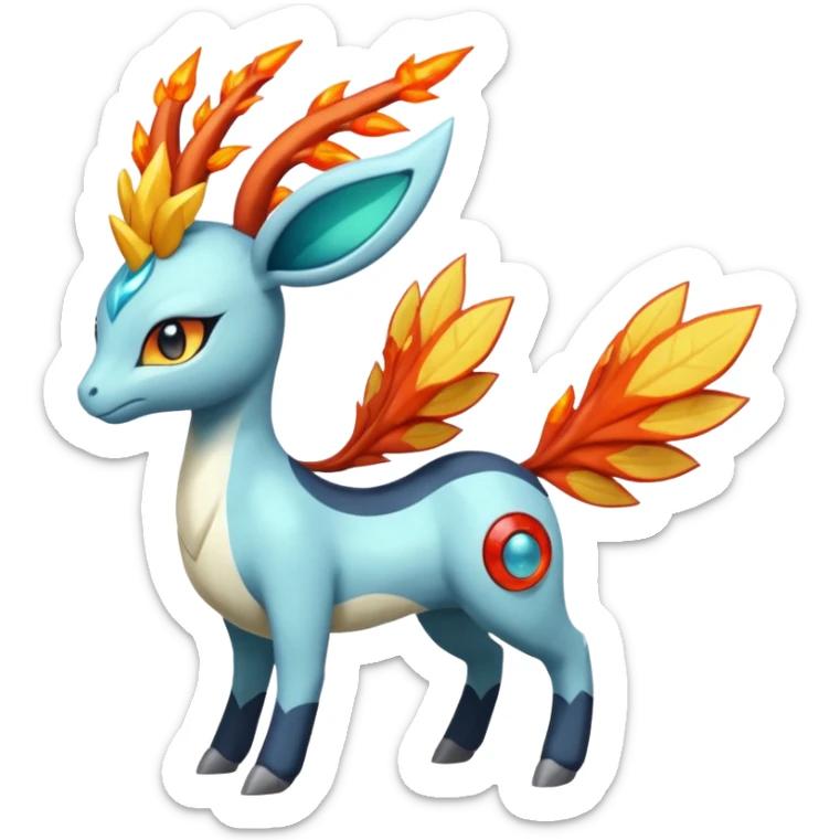 loopy honey-dipped buzzing bumbling fuzzy cute fiery ivy-hydro-Meloetta-Dialga-Salamence-Giratina-Rapidash-Pokémon-Fakémon-fusion-hybrid-creature sticker