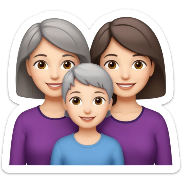 A mum with short Gray hair and her two adult daughters with brown hair sticker