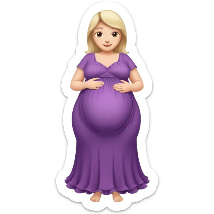 very heavily pregnant overdue woman with super  large belly sticker