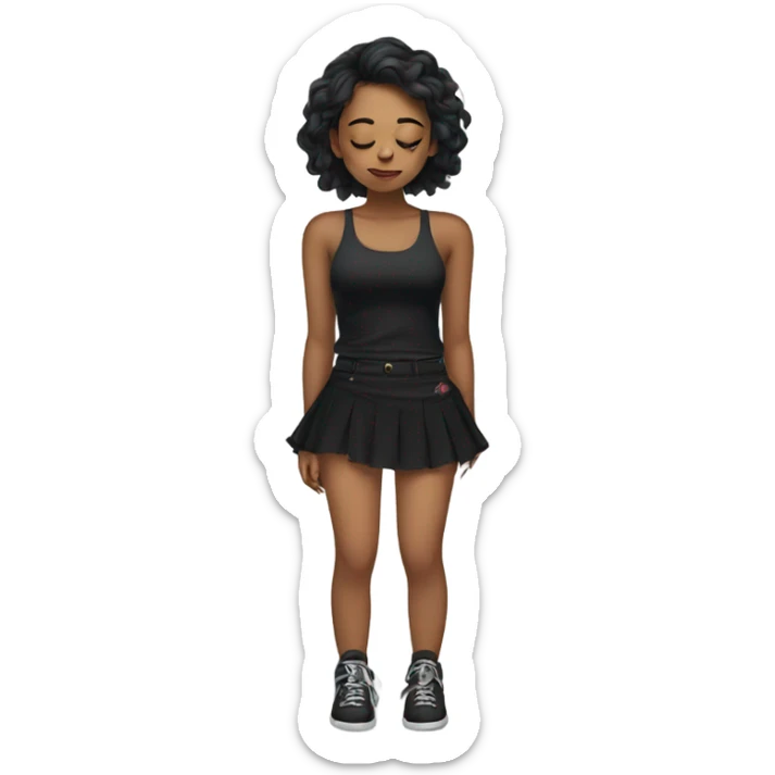 Girl with tattoos and black skirt asleep on floor sticker