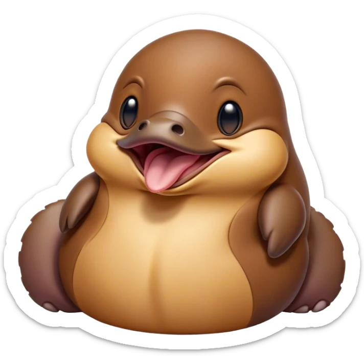 Cinematic Cute Yawning Platypus Portrait Emoji, Head tilted slightly with a dramatic, wide-open yawn, showcasing a soft, textured brown fur with a relaxed duckbill and droopy eyes in drowsy contentment, Simplified yet irresistibly adorable features, highly detailed, glowing with a soft, cozy glow, high shine, relaxed yet expressive, stylized with a touch of quirky charm, bright and endearing, soft glowing outline, capturing the essence of a sleepy yet affectionate platypus, so drowsy it feels like it could float out of the screen and curl up for a nap! sticker