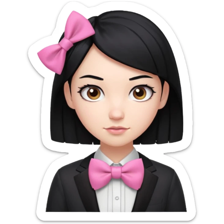 In A Clash Of Clans Aesthetic black hair woman with pink bowtie sticker