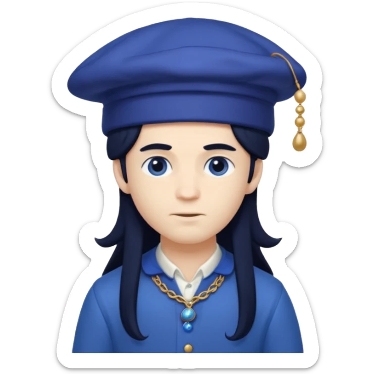pale blueberry prince with long black hair blueberry hat and clothes sticker