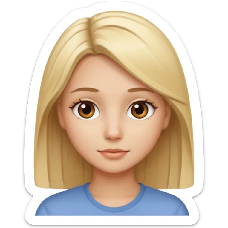 a pretty blonde girl with straight hair and brown eyes sticker