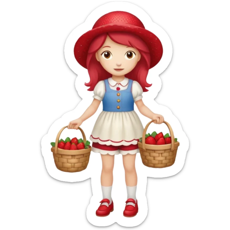 pretty and cute modern day strawberry shortcake full body with red shoes emoji sticker