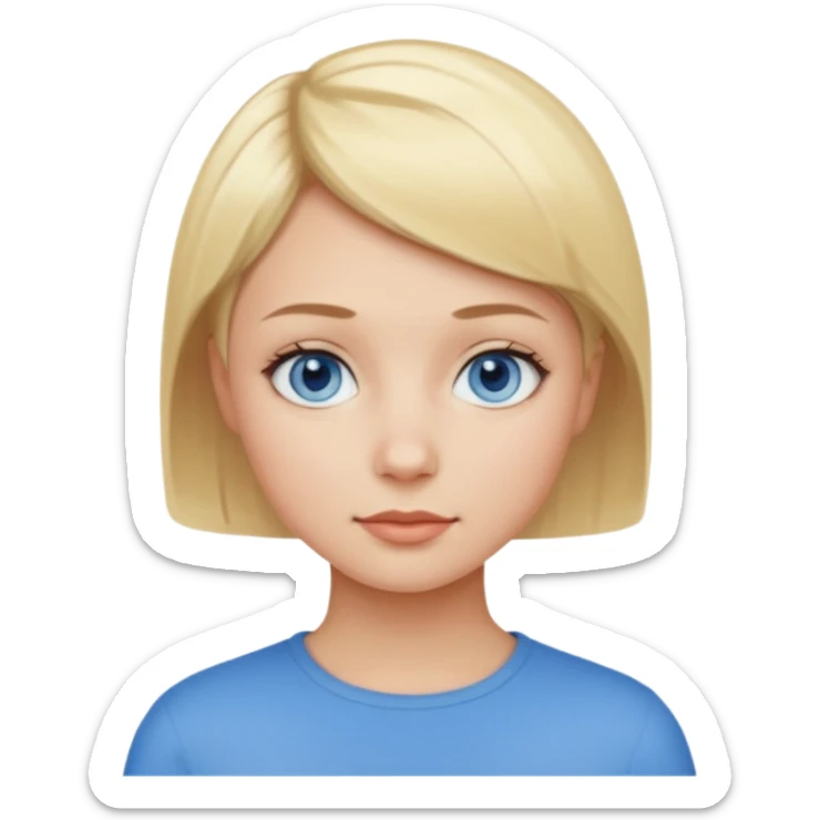 Mujer pelo rubio y muy corto ojos azules cara redonda sticker