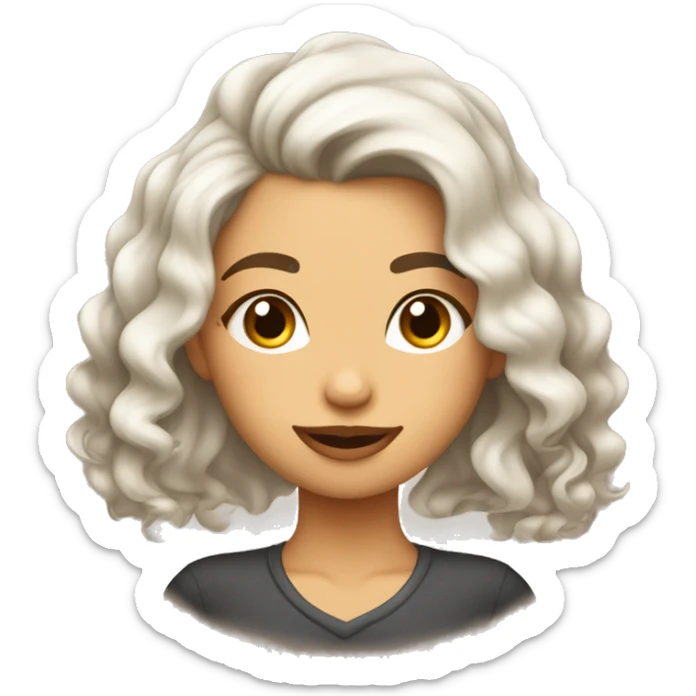 Chica de cabello ondulado color café, color de piel blanca durmiendo  sticker