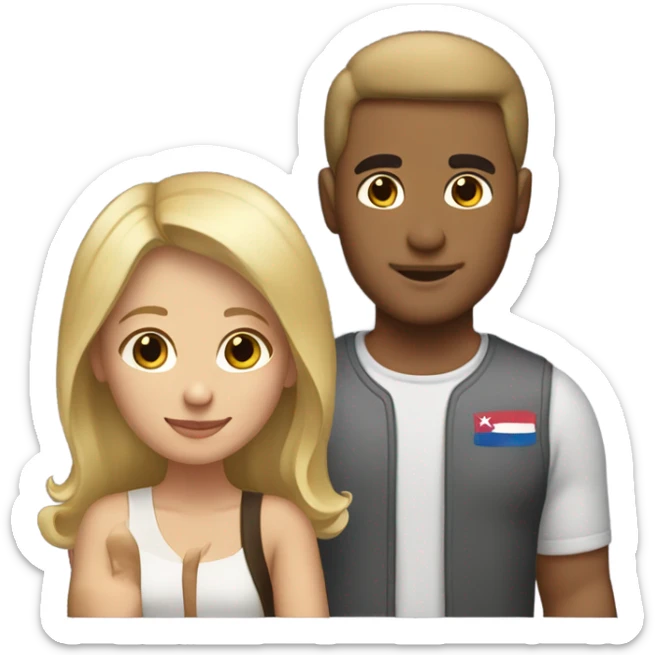 Puerto rican beard short hair  and blond long hair girl couple sticker