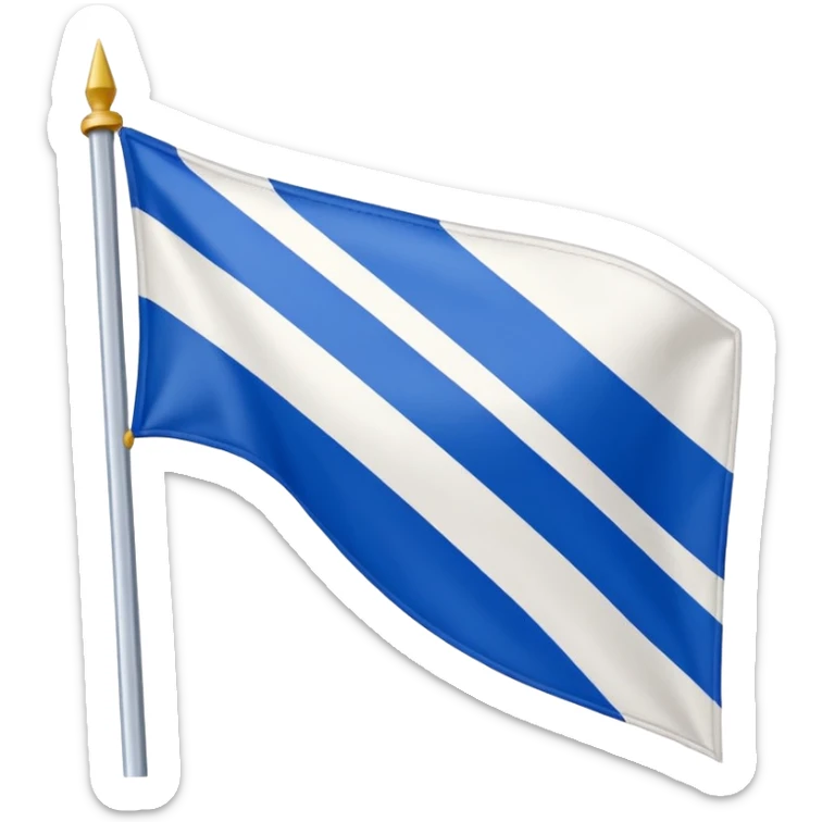 Hazme la bandera blanca con una franja azul de punta izquierda arriba a punta derecha abajo sticker