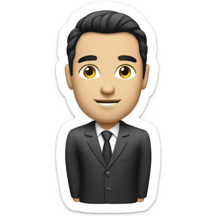 caucasian businessman black fluffy straight hair sticker