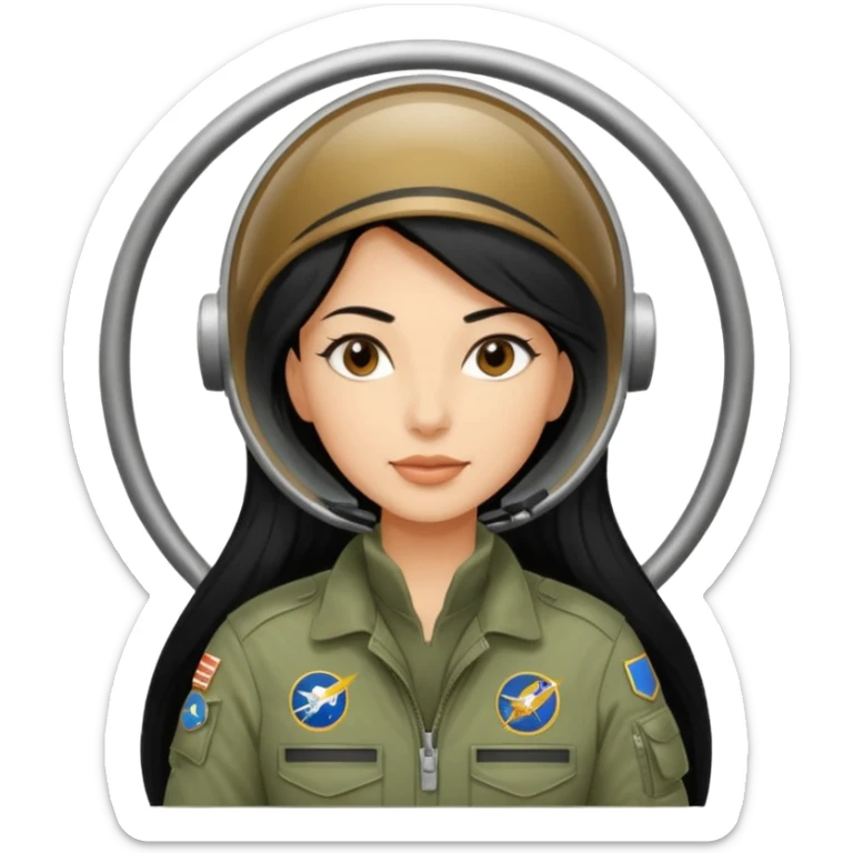 Femme cheveux long noir travaille dans le domaine de l'aéronautique sticker