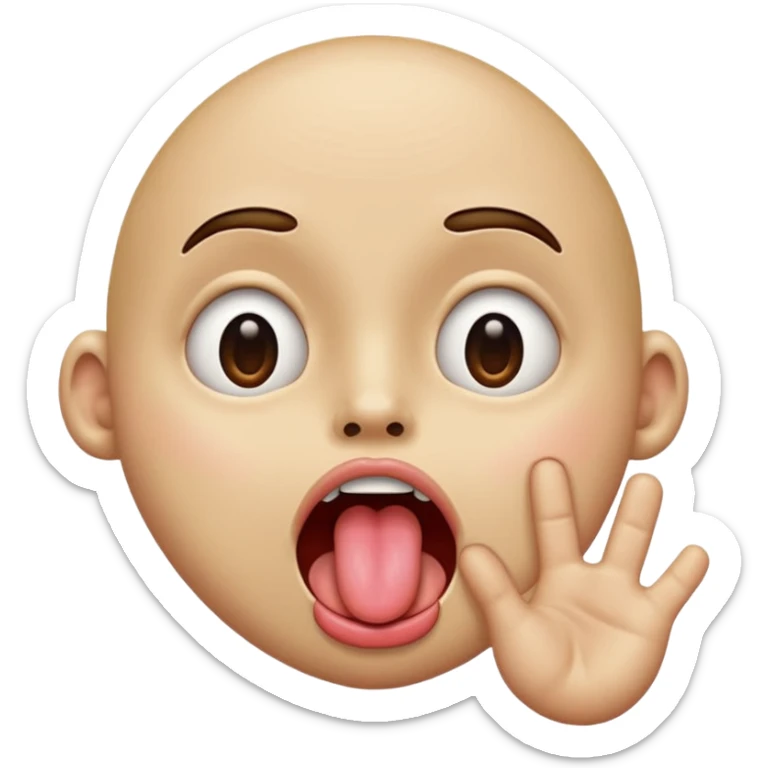 tongue out with hand to the side eyes rolled back and drool coming out of mouth  sticker