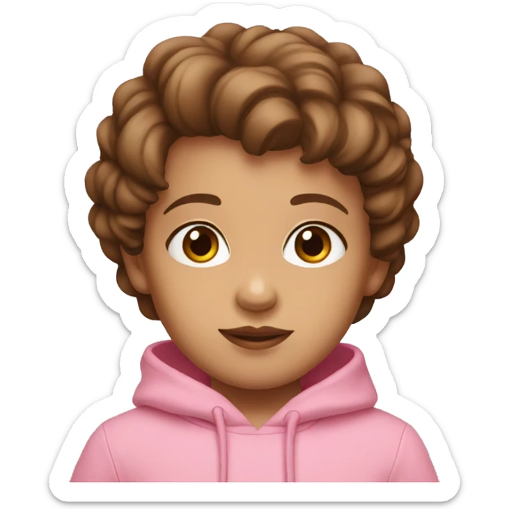 Toddler short brown eyes hair pink hoodie  sticker