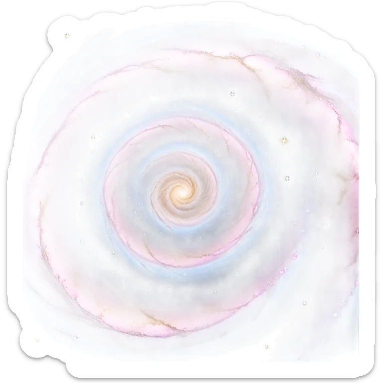  Cinematic Realistic Galaxy – A vast, sweeping view of a majestic spiral galaxy, with glowing arms of stars, dust, and gas stretching into infinity. Vibrant hues of pink, blue, and gold swirl together, capturing the grand scale and breathtaking beauty of the universe. sticker