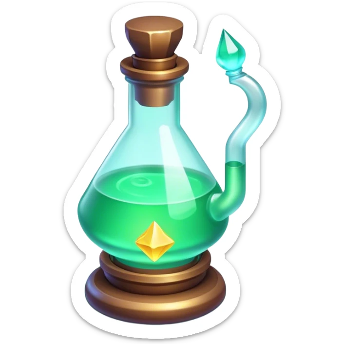 Clash of Clans aesthetic: Cinematic Playful 3D Isometric Health Potion Emoji, rendered in a 3D vector-style similar to standard emojis with minimal shading and bold, simplified shapes. A compact, distinct form with signature details, softly glowing with a fantasy RPG magic charm. Simplified yet unmistakably iconic, highly detailed and consistent, glowing with a soft radiance and high shine. Stylized with a touch of heroic grandeur and a soft glowing outline, capturing the essence of a beloved gaming relic with a friendly, playful manner! sticker