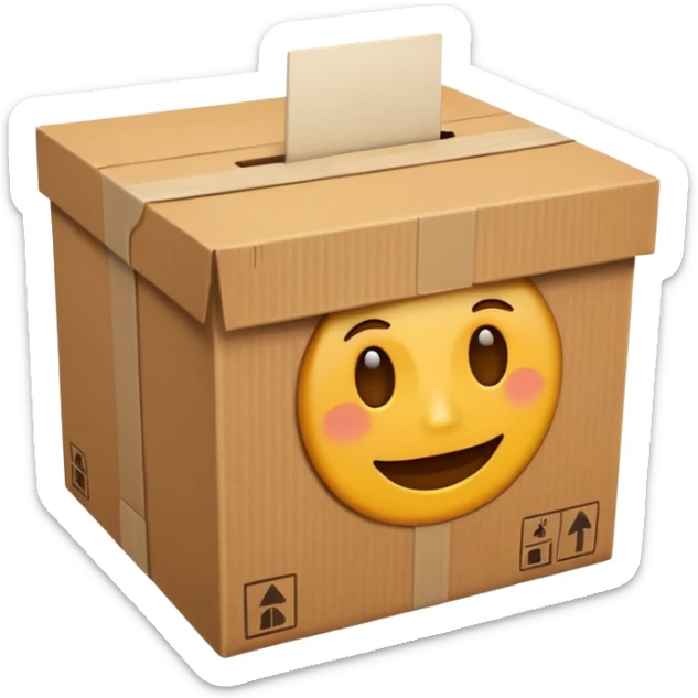 emoji de un simbolo de prohibido y que esté sobre una caja de cartón de envío sticker