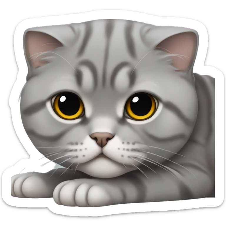 Gray Scottish fold laying sticker