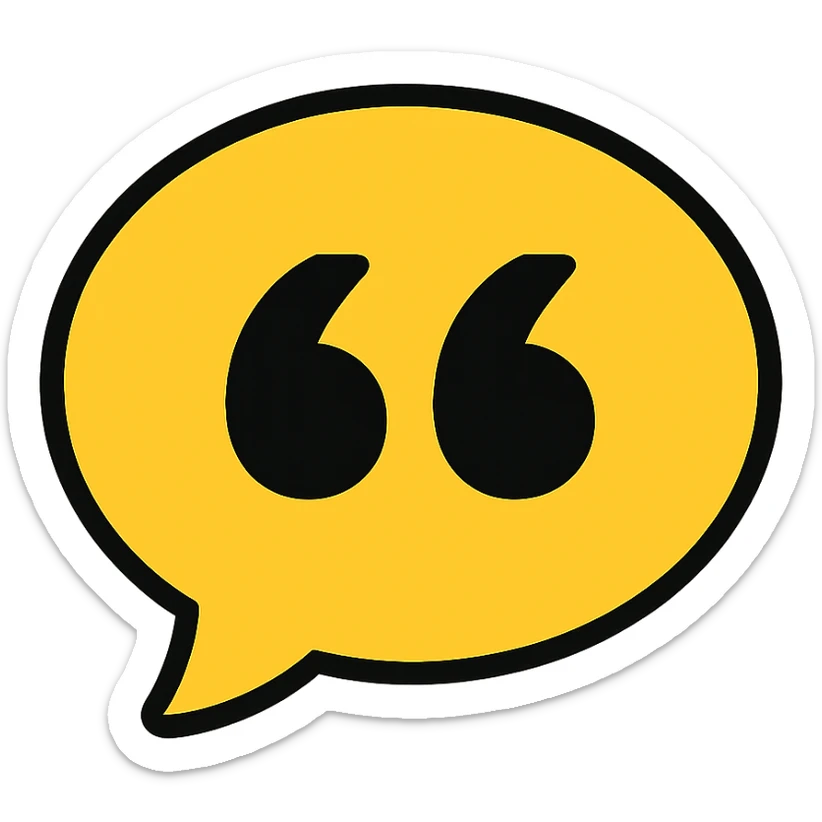 quotes icon in gold and black sticker