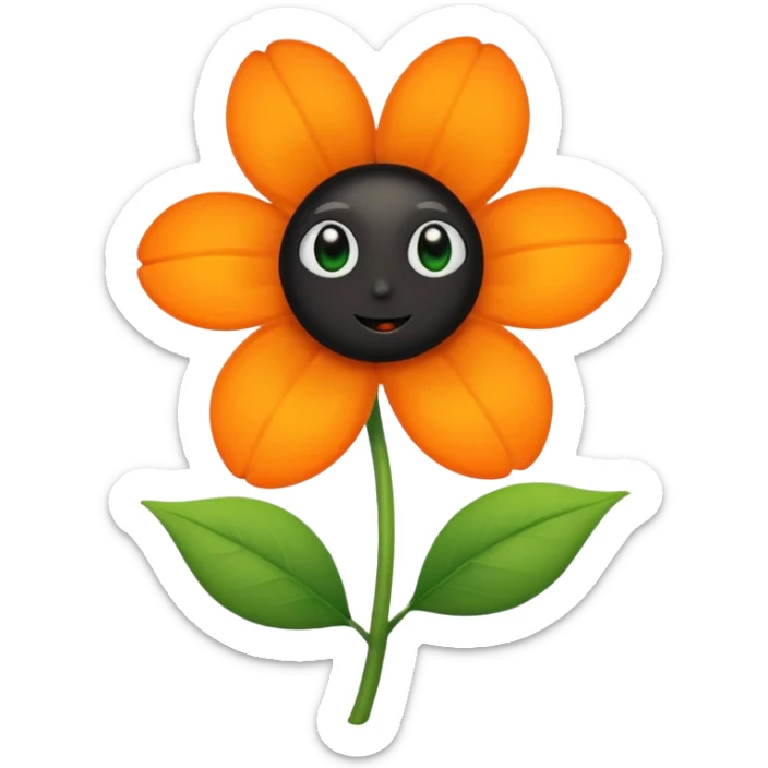Green stem, white bud with black cartoony face: ;p. And six heart shaped yellowish orange petals sticker