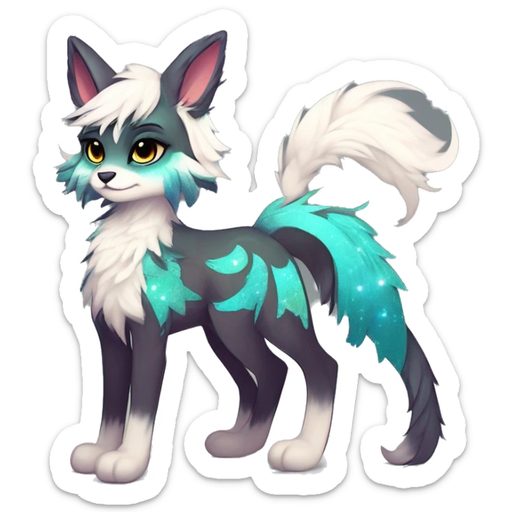 Cool cute Kawaii edgy fantasy animal sparkle fursona Fionbri by griffsnuff & LiLaiRa & Falvie full body sticker