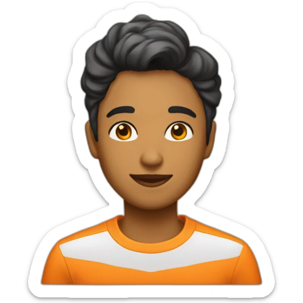 una chica y chico de remera naranja hacen negocios sticker