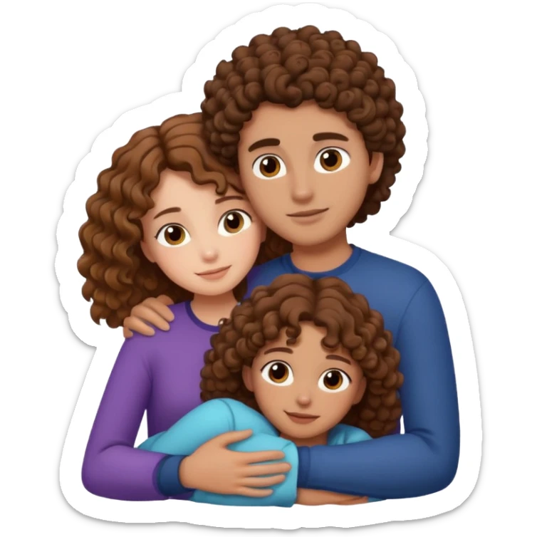 Girl with brown hair cuddle with curly hair guy brown hair  sticker