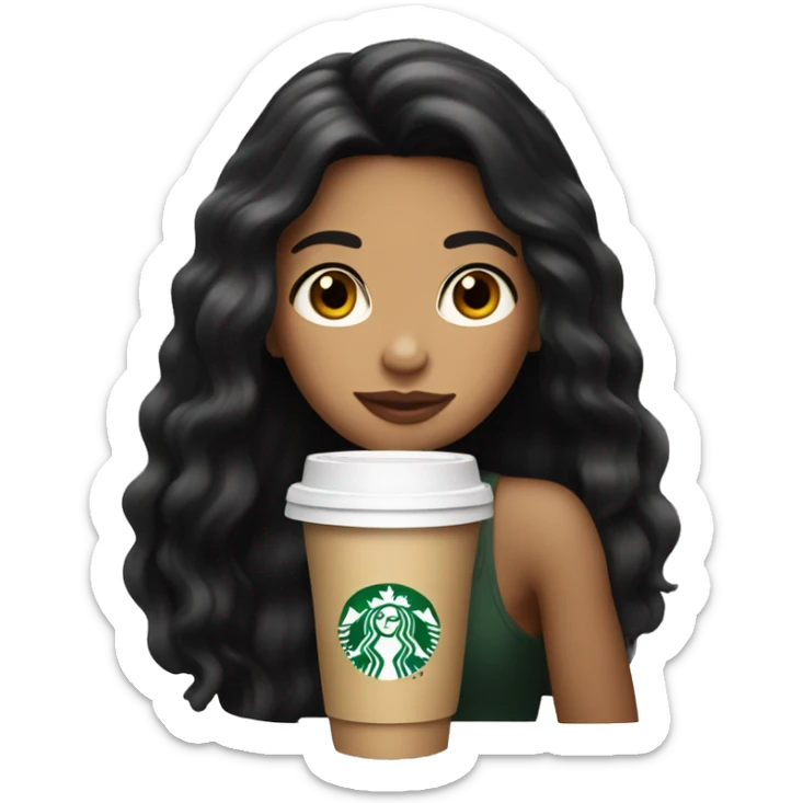 beautiful Puerto Rican girl with long black hair drinking starbucks  sticker